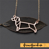 Minimalist Origami Dachshund Necklace